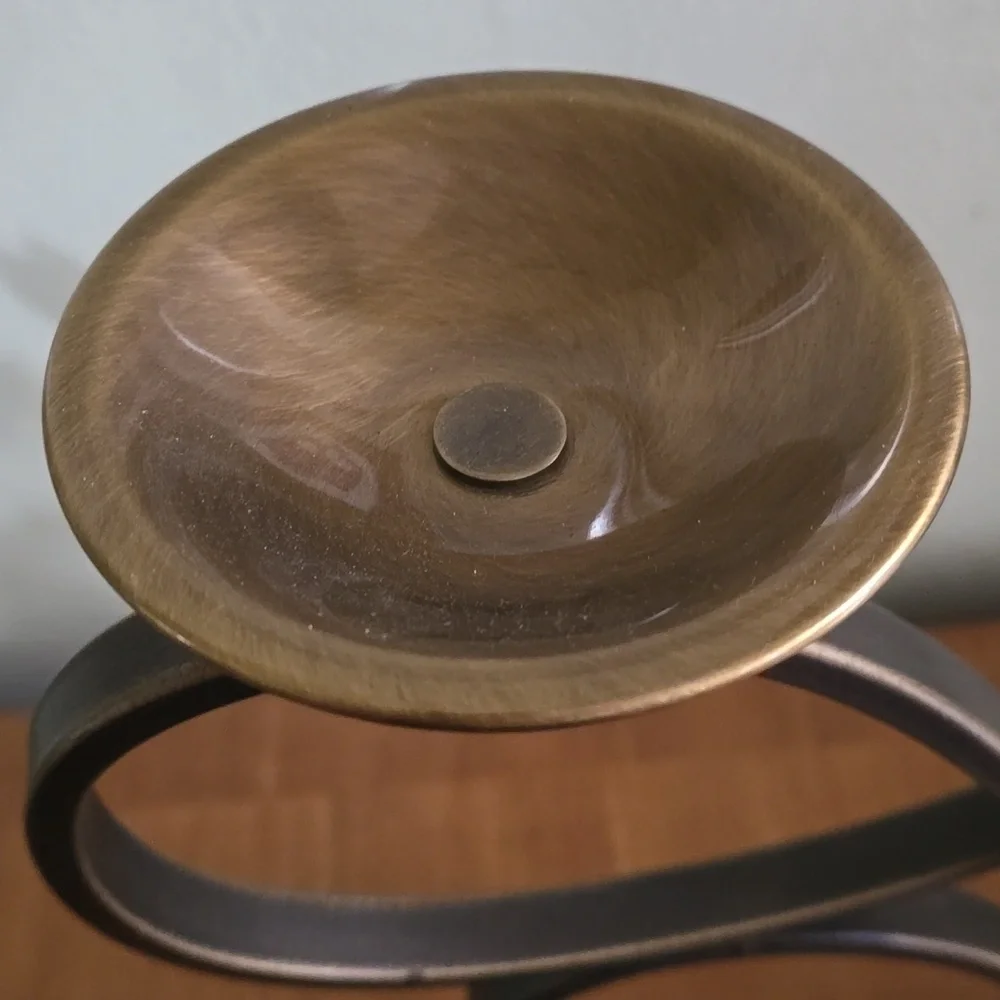 Three tier scroll bent iron/brass candle candelabra holder - Picture 6 of 8